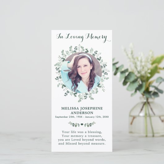 ユーカリ記念祈りの言葉カード葬儀しおり (スタンド正面)