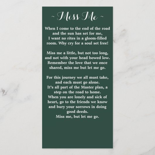 ユーカリ記念祈りの言葉カード葬儀しおり (裏面)