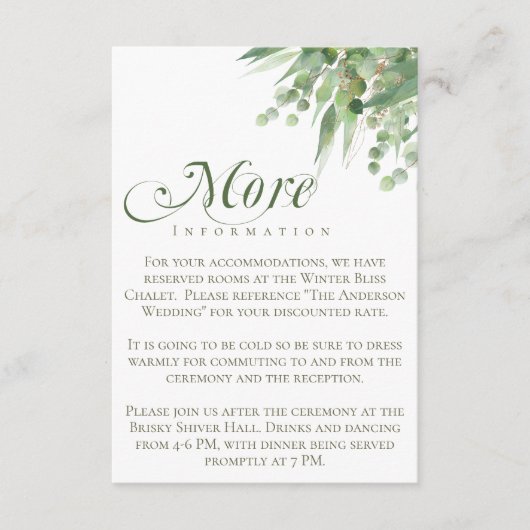 ユーカリ詳細情報結婚の詳細 エンクロージャーカード (正面)