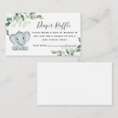 ユーカリ象ベビーシャワーオムツラッフル エンクロージャーカード (正面/裏面)