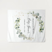 ユーカリ赤ちゃんシャワー写真ブース背景 タペストリー (正面(横))