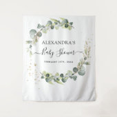 ユーカリ赤ちゃんシャワー写真ブース背景 タペストリー (正面)