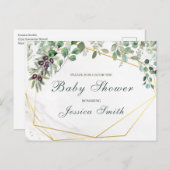 ユーカリ赤ちゃんシャワー招待状葉書 ポストカード (正面/裏面)