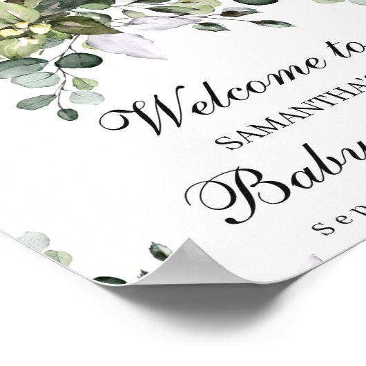 ユーカリ赤ちゃんシャワー歓迎ポスターサイン ポスター (角)