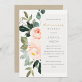 ユーカリ赤面バラピンクリハーサルディナー招待状 サンキューカード (正面/裏面)