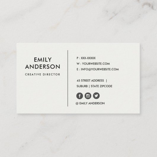 ユーカリ赤面バラ牡丹クラフト動物群水彩 名刺 (裏面)