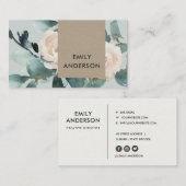 ユーカリ赤面バラ牡丹灰色動物群水彩 名刺 (正面/裏面)