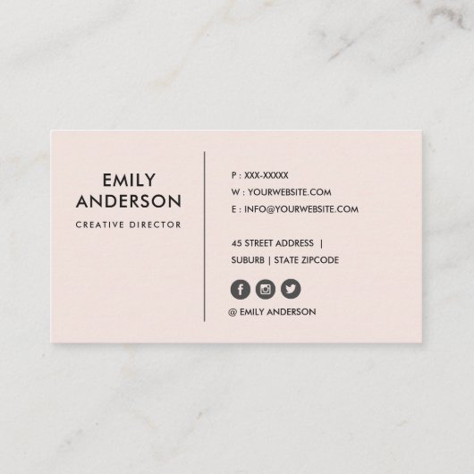 ユーカリ赤面ピンク茎葉分岐水彩 名刺 (裏面)