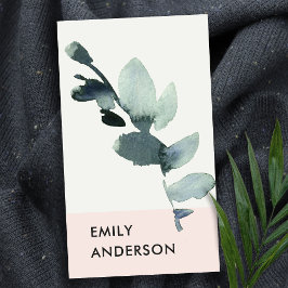 ユーカリ赤面ピンク茎葉分岐水彩 名刺