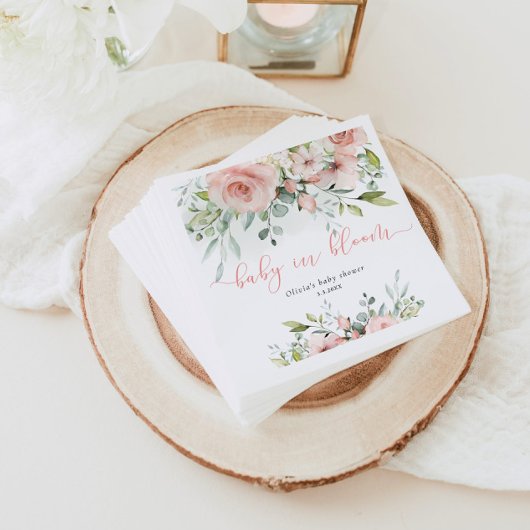 ユーカリ赤面フローラベビーイン開花ベビーシャワー スタンダードカクテルナプキン