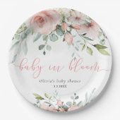 ユーカリ赤面フローラベビーイン開花ベビーシャワー ペーパープレート (正面)