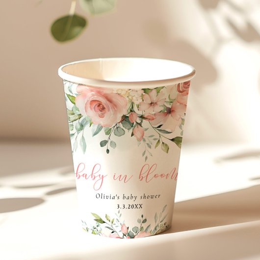 ユーカリ赤面フローラベビーイン開花ベビーシャワー 紙コップ