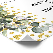 ユーカリ金ゴールドあなたの席を見つけるウェディングレセプション ポスター (角)