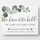 ユーカリ金ゴールドのサインを持って保持す結婚る フォトプラーク (正面)