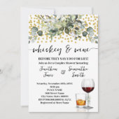 ユーカリ金ゴールドウイスキーとワインカップルのシャワー 招待状 (正面)