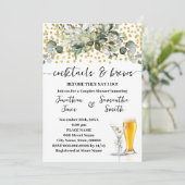 ユーカリ金ゴールドカクテルとブライトカップルのシャワー 招待状 (スタンド正面)