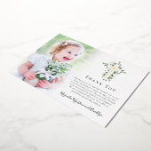 ユーカリ金ゴールドクロスフォトバプテスマサンキューカード 箔招待状 (回転した状態)