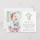 ユーカリ金ゴールドクロスフォトバプテスマ サンキューカード (正面)