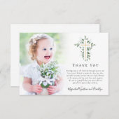 ユーカリ金ゴールドクロスフォトバプテスマ サンキューカード (正面/裏面)