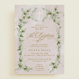 ユーカリ金ゴールドクロスリースバプテスフォイル招待状 箔招待状