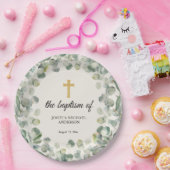 ユーカリ金ゴールドクロス宗教洗礼 ペーパープレート (パーティー)