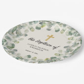 ユーカリ金ゴールドクロス宗教洗礼 ペーパープレート (アングル)