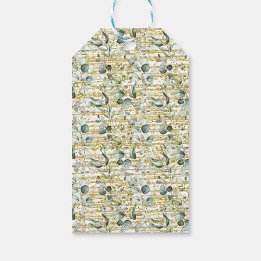 ユーカリ金ゴールドグリッターウェディングシャワーメッセージカード ギフトタグ (裏面)