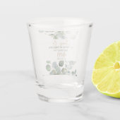 ユーカリ金ゴールドグリッターグリーン結婚ズ ショットグラス (裏面)