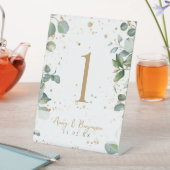 ユーカリ金ゴールドグリッターグリーン結婚ズ 台座サイン (インサイチュ)