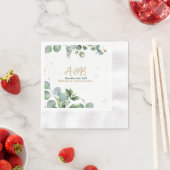 ユーカリ金ゴールドグリッターグリーン結婚ズ 縁ありカクテルナプキン (インサイチュ)