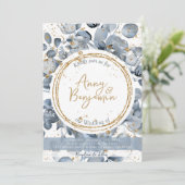 ユーカリ金ゴールドグリッターダスティブルー招待状1 招待状 (スタンド正面)