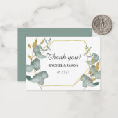 ユーカリ金ゴールドグリッター結婚葉の感謝 ノートカード (正面/裏面インサイチュ)