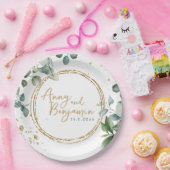 ユーカリ金ゴールドグリッター – グリーン結婚ズプレート2 ペーパープレート (パーティー)