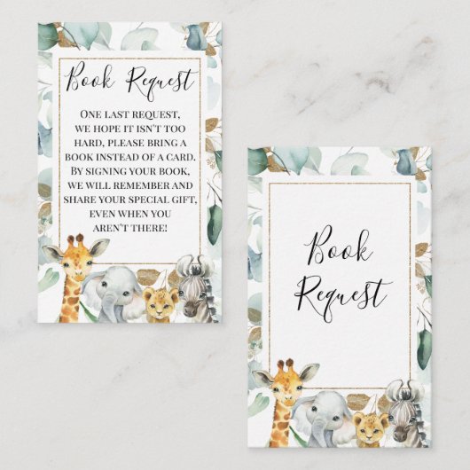 ユーカリ金ゴールドサファリ動物ブックリクエスト挿入 名刺 (正面/裏面)