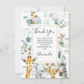 ユーカリ金ゴールドサファリ動物赤ちゃんシャワーカード 招待状 (正面)