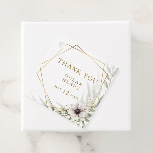ユーカリ金ゴールドジオメトリックサンキューメッセージカード フェイバータグ (インサイチュ)