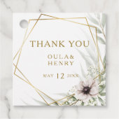 ユーカリ金ゴールドジオメトリックサンキューメッセージカード フェイバータグ (正面)