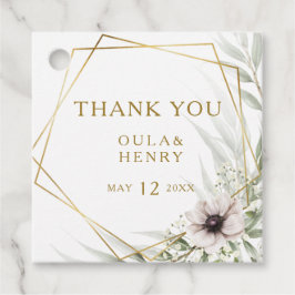 ユーカリ金ゴールドジオメトリックサンキューメッセージカード フェイバータグ