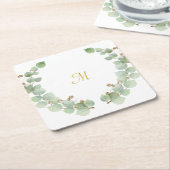 ユーカリ金ゴールドスクエア紙コースター スクエアペーパーコースター (アングル)