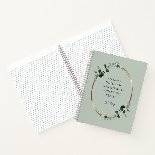 ユーカリ金ゴールドセージやる気を起こさせる引用文アイディア ノートブック (内部)