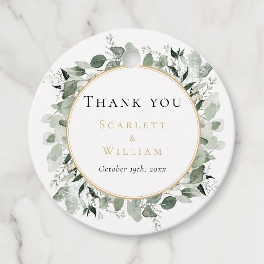 ユーカリ金ゴールドセージ結婚サンキュー フェイバータグ (正面)