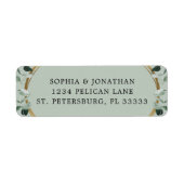 ユーカリ金ゴールドセージ結婚式の招待差出人住所 ラベル (正面)