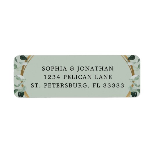 ユーカリ金ゴールドセージ結婚式の招待差出人住所 ラベル (正面)