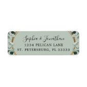 ユーカリ金ゴールドセージ結婚式の招待差出人住所 ラベル (正面)