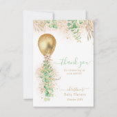 ユーカリ金ゴールドバルーンベビーシャワーサンキューカード サンキューカード (正面)