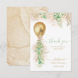 ユーカリ金ゴールドバルーンベビーシャワーサンキューカード サンキューカード