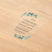 ユーカリ金ゴールドフォーマルモノグラ結婚ム病 アクリル招待状 (レイダウン)