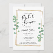 ユーカリ金ゴールドフレームブライダルシャワー招待付き 招待状 (正面)