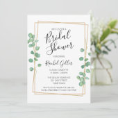 ユーカリ金ゴールドフレームブライダルシャワー招待付き 招待状 (スタンド正面)