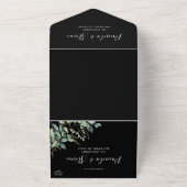 ユーカリ金ゴールドフレーム結婚ブラックとRSVP オールインワン招待状 (外側)